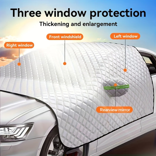 Automobile Sunshade with Winter Protection / Car Windshield Snow Cover Protection for Snow, Ice, UV, Frost Wiper & Mirror Protector, Windproof Sunshade Cover for Cars, Compact SUV Sunshade Cover for Cars Windshield