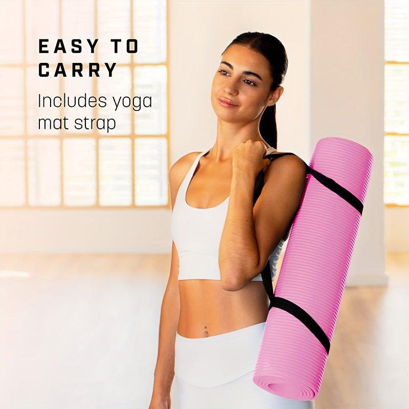 Extra Thick, High-Density Yoga Mat with Shoulder Strap - Tear-Resistant, Non-Slip Rubber for Enhanced Grip & Comfort - Perfect for Fitness, Training & Everyday Exercise, Fitness, Tear-resistant