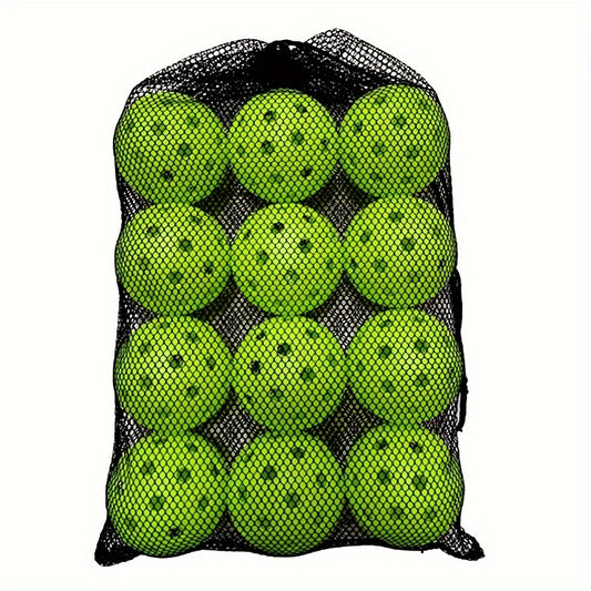 12-Pack 74mm 40-Hole Plastic Pickleball Balls, Mixed Colors, 26g, Durable and Stable, PE Material, for Outdoor Games and Sports Equipment
