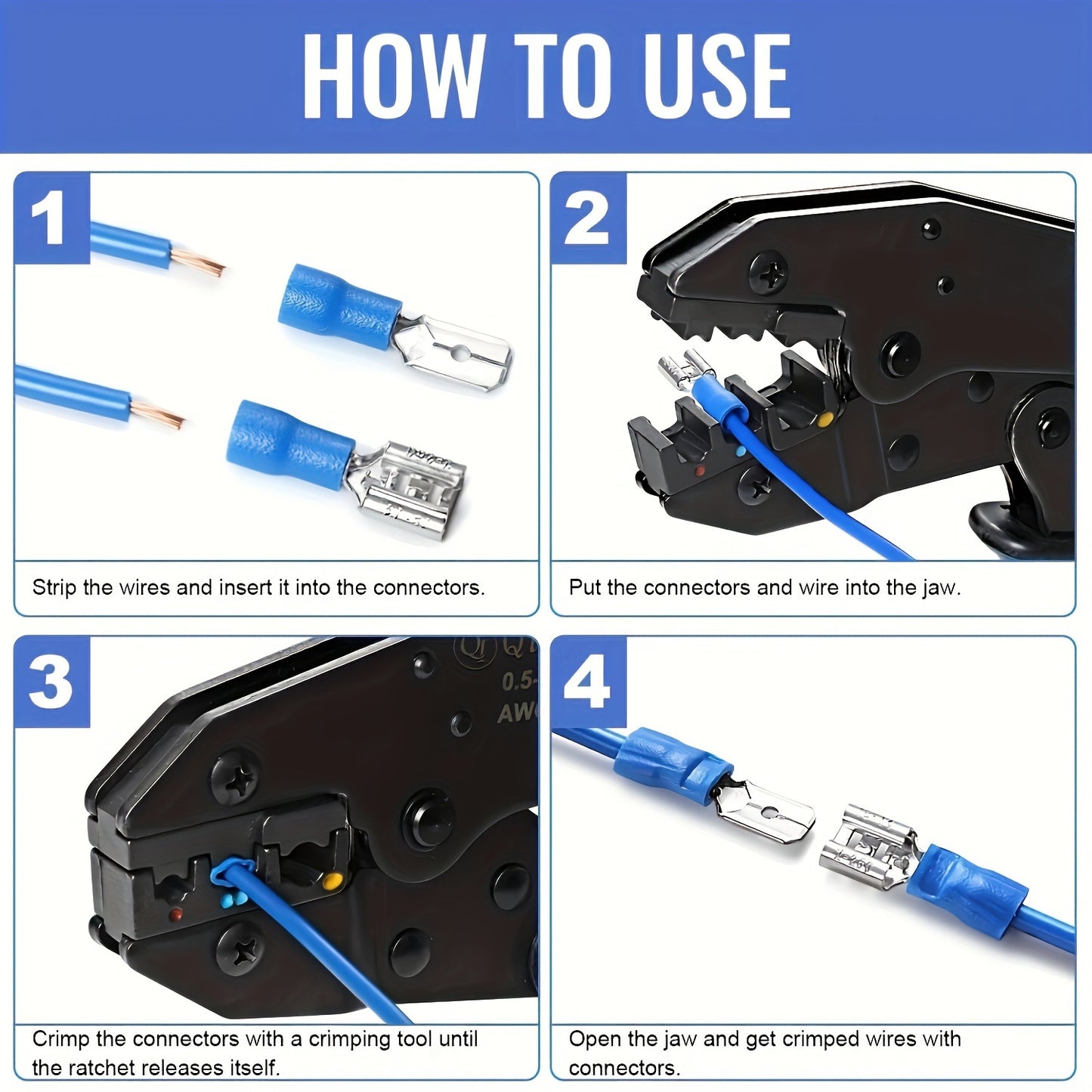 280pcs UMLIFE Spade Crimp Terminal Connector Kit, Copper Contact, Non-insulated, Variety of Insulated Cable Connectors, with 5-in-1 Wire Stripper, for Automotive & Home Wiring Projects, Electrical Crimp Termination