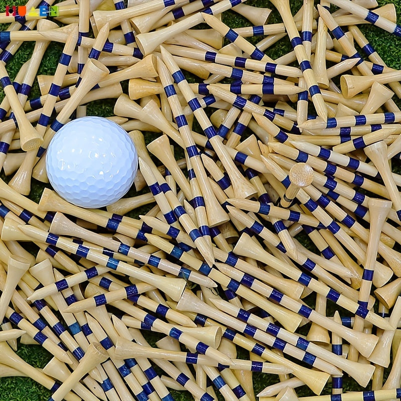 Golf Tees, 150pcs Striped Bamboo Golf Tees, Reusable Durable Reduce Friction And Side Spinning Golf Tees, Outdoor Golf Accessories