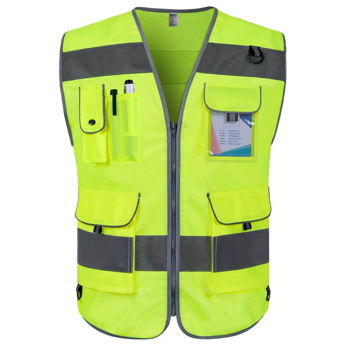 [High-Visibility Safety Vest] ANSI/ISEA Certified High-Visibility Reflective Safety Vest - Bright Yellow with 9 Pockets, Durable 120g Polyester Fabric, TCCFCCT Safety Vest for Men & Women, Ideal for Surveyors, Drivers & Wareh
