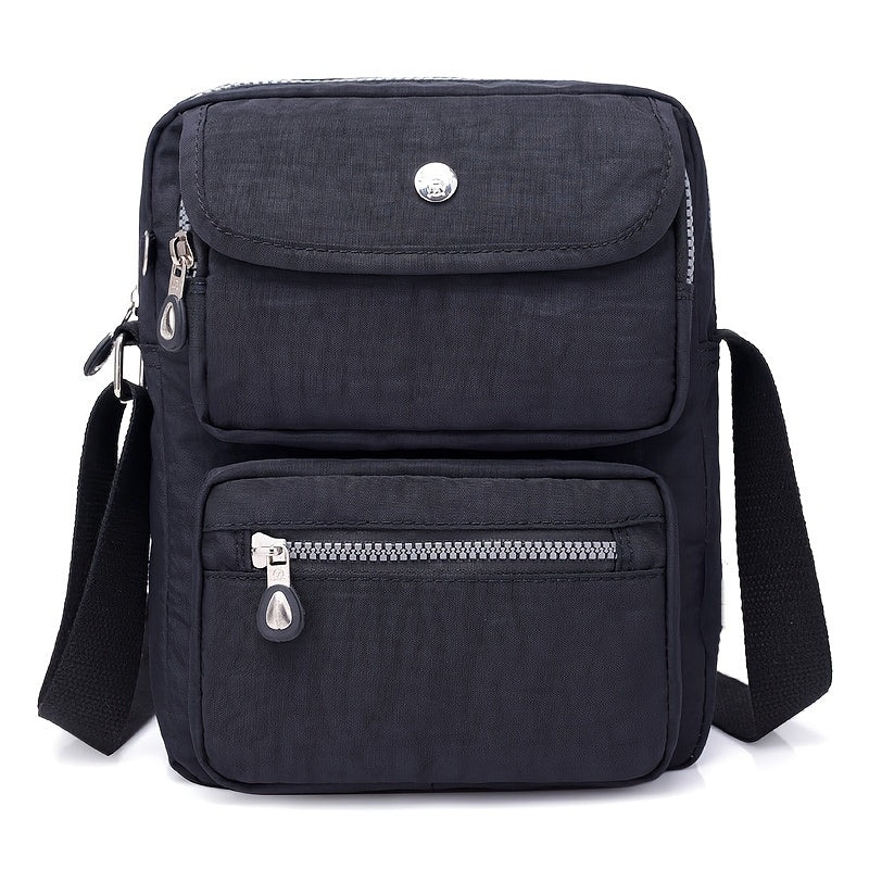 Women'S Lightweight Nylon Shoulder Bag - Casual Fashion Messenger Bag with Multiple Pockets, Adjustable Strap, and Zipper Closure in Pink, Purple, Blue, Green, Black, Red, Blue, Yellow, Black, White, Black Patterns, Messenger