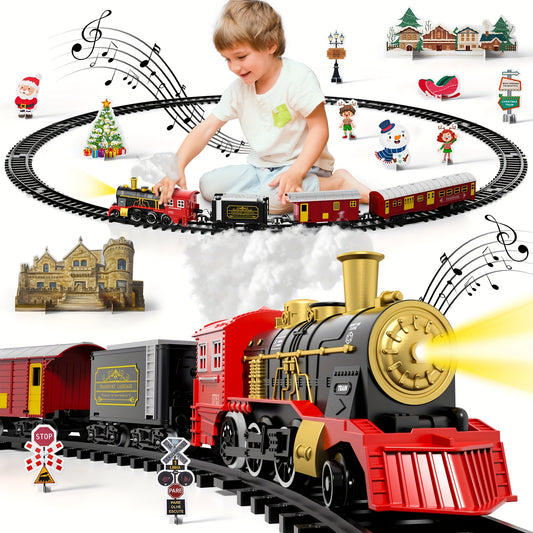 Toys / Electric Train Set for Kids Boys and Girls, Classic Christmas Train Toys, Steam Locomotive Engine, Lights & Sound, Tracks, Birthday Toy