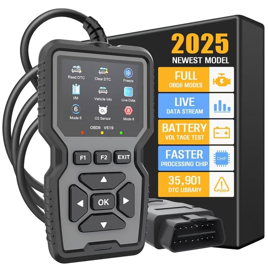 Professional OBD2 Diagnostic Scanner Tool - Suitable for All OBD II Protocol Cars Since 1996, Engine Fault Detector, Advanced Code Reader, Battery Tester, I/M Readiness Checker and Eraser, Without Battery