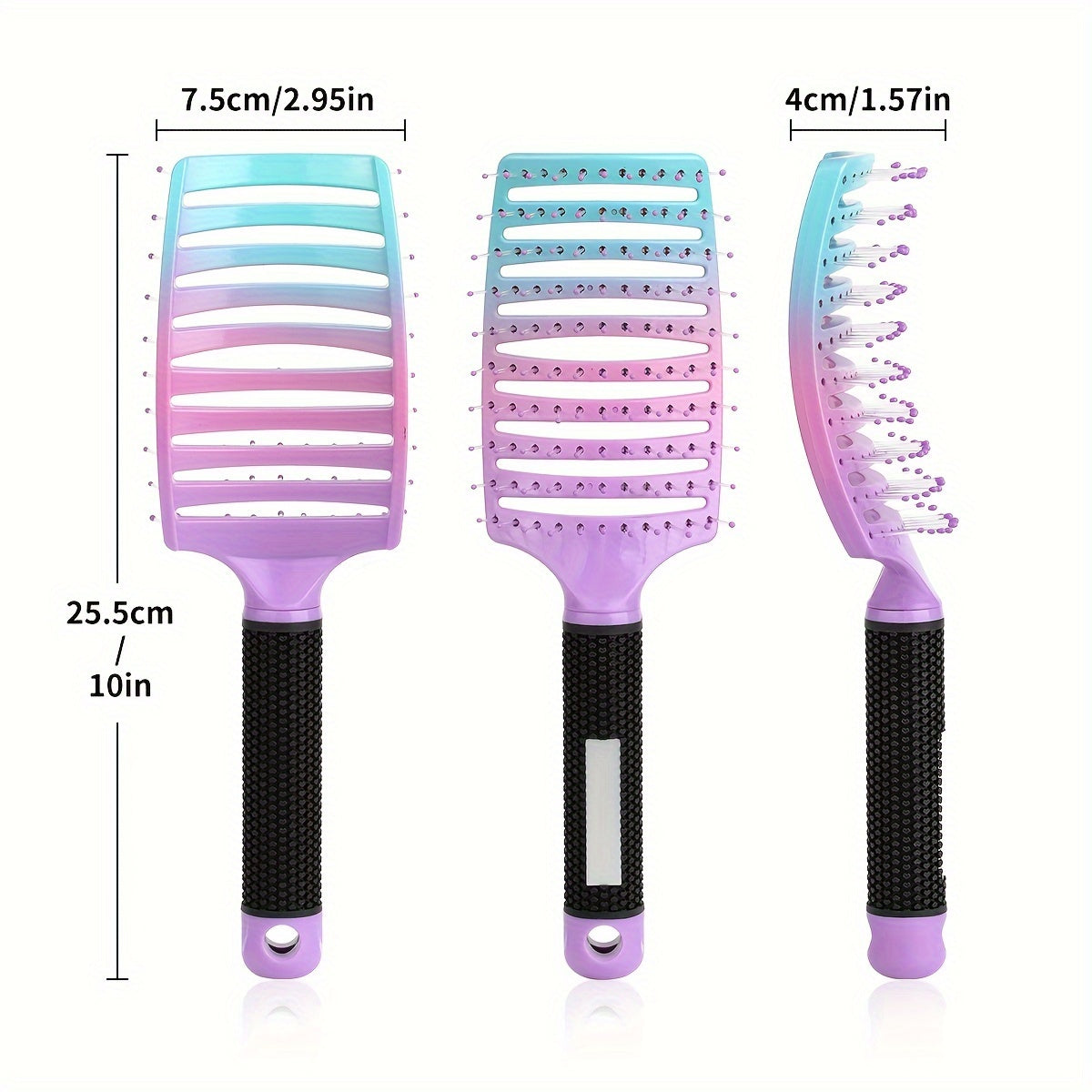 1pc Wet Hair Brush for Blow Drying, Professional Detangling Brush Curved Vented Hairbrush for Women and men, Gradient Colors, Paddle Detangling Brushes for Wet and Dry Curly Thick Straight Hair Soft Massage