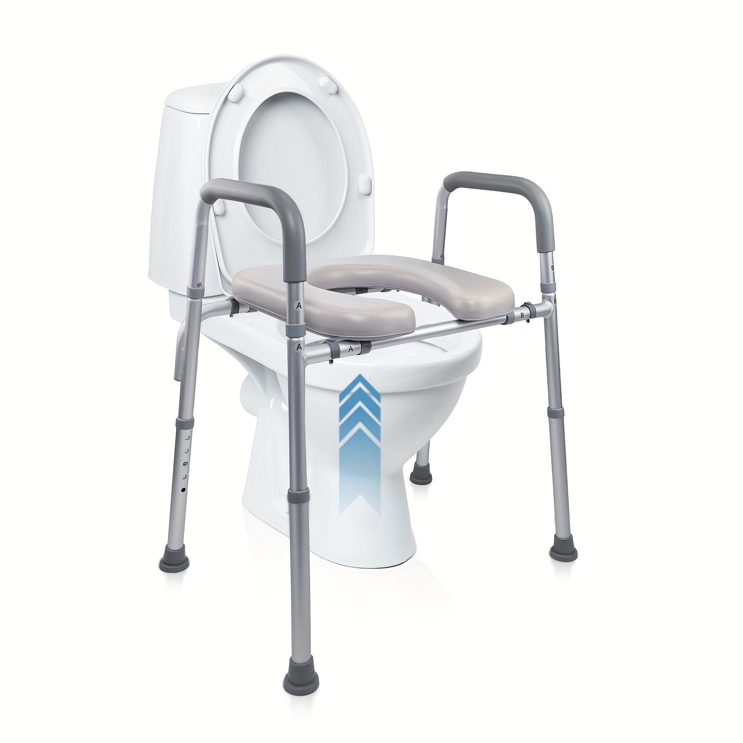 Height Adjustable Toilet Seat Riser / Shower Seat / Heavy Duty Handicap Toilet Riser With Handles / Safety For Seniors
