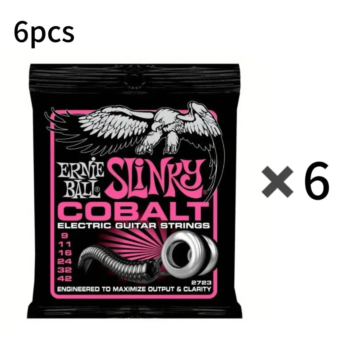 Guitar Strings / 6-Pack Pro-Grade Cobalt Super Electric Guitar Strings - Heavy-Duty Cobalt-Reinforced (Non-Lithium/Potassium) for MAX VOLUME, CLARITY & LONG-LASTING SOUND - Glossy Coated.047-.052 Gauge (Compatible with Most Electric Guitars)