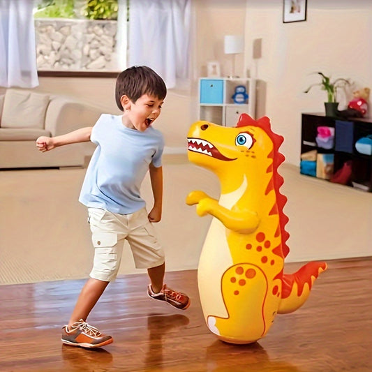 Toys / 1pc Dinosaur Inflatable Punching Bag for Youngsters Ages 3-6 - Durable PVC Outdoor Exercise Toy with Vibrant Colors (Yellow, Green, Rose Red) - Fun & Safe for Active Play, Dinosaur Toys, Playful Design, Sturdy Construction