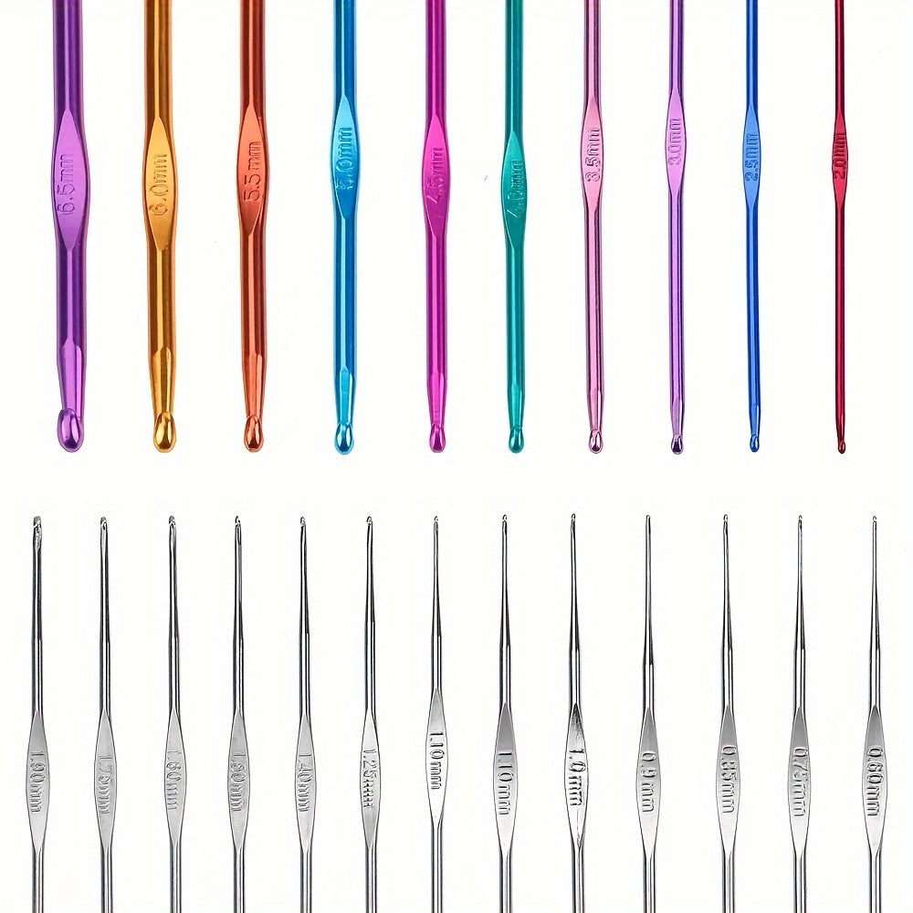Crochet Hook kit, Knitting Needles Multicolor Aluminum Ergonomic Yarn Knit Craft Art Sewing Tools DIY Hand Accessories With Case