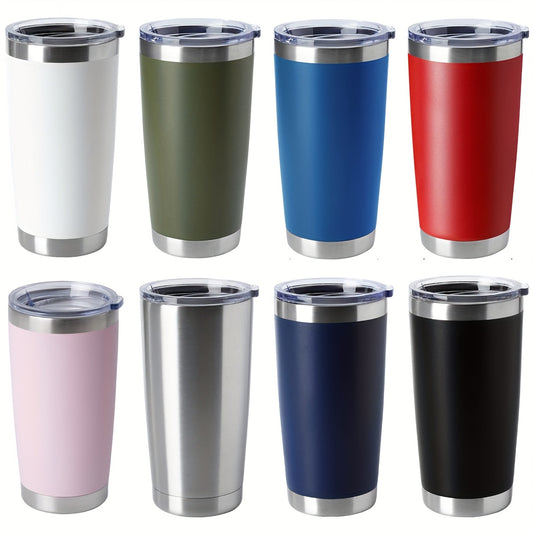 Tumbler 20oz Stainless Steel Tumbler Bulk 8 Pack With Lid And Straw, Double Wall Vacuum Insulated Travel Mug, Powder Coated Coffee Cup