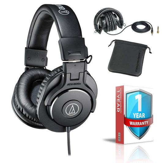 Headphones / Audio Technica ATH-M30x Professional Monitor Headphones With Protective Carrying Case with Extended Warranty