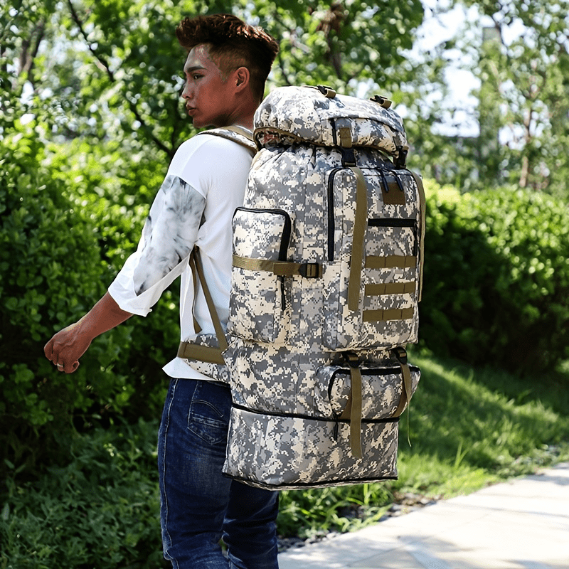Backpack / JUMAHE 18.49gal-26.42gal Expandable Hiking Backpack with Camouflage Print, Adjustable Shoulder Straps & Drawstring Closure - Durable Polyester Outdoor Travel Backpack for Camping, Hiking, Backpacking, Camping Backpack