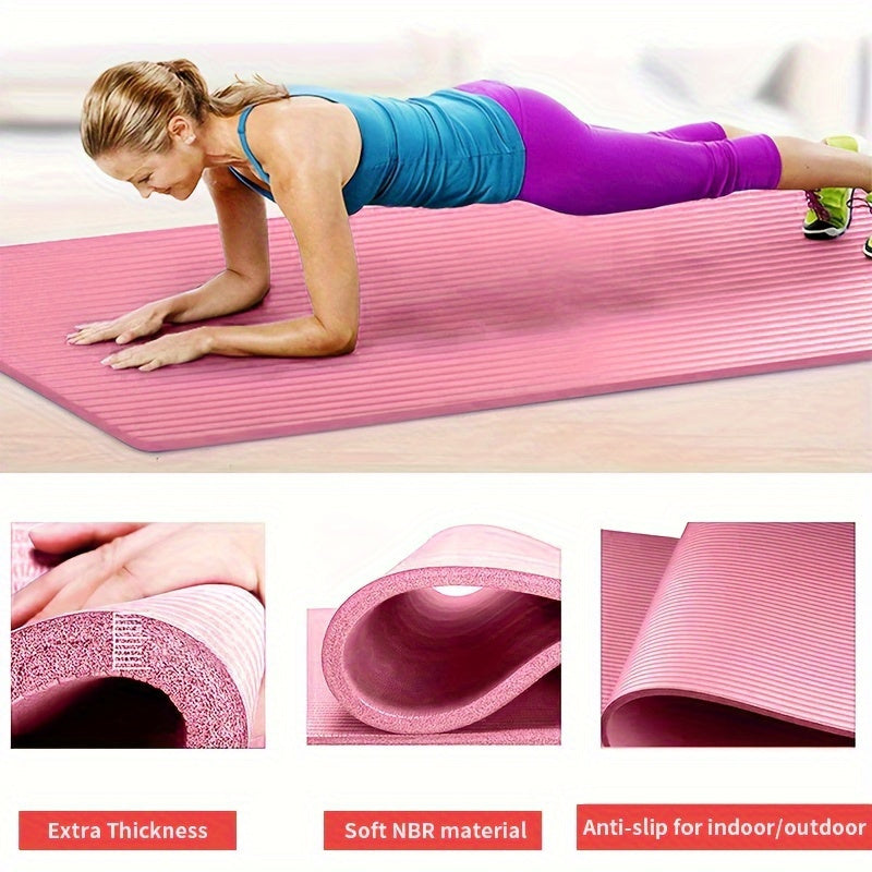 Extra Thick, High-Density Yoga Mat with Shoulder Strap - Tear-Resistant, Non-Slip Rubber for Enhanced Grip & Comfort - Perfect for Fitness, Training & Everyday Exercise, Fitness, Tear-resistant