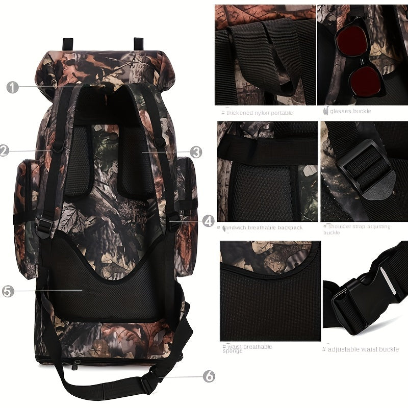 Backpack / JUMAHE 18.49gal-26.42gal Expandable Hiking Backpack with Camouflage Print, Adjustable Shoulder Straps & Drawstring Closure - Durable Polyester Outdoor Travel Backpack for Camping, Hiking, Backpacking, Camping Backpack