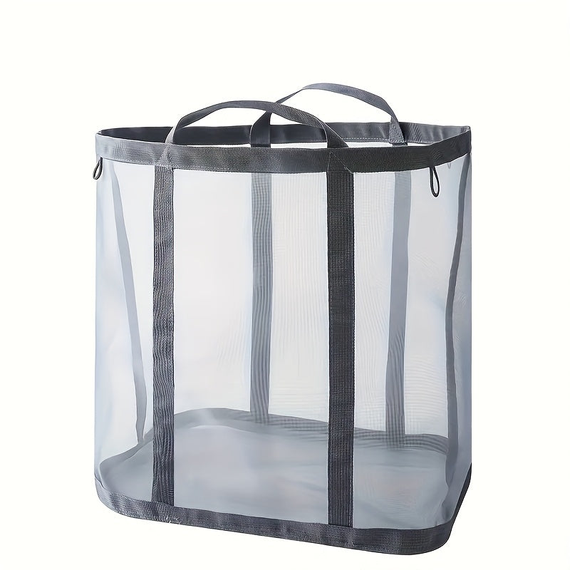 Laundry Basket / Nylon Mesh Laundry Basket, Foldable Dirty Clothes Storage Bag with Handle, Portable Independent Laundry Hamper, Suitable for Bedroom, Laundry Room, Bathroom, Toys and Miscellaneous Items
