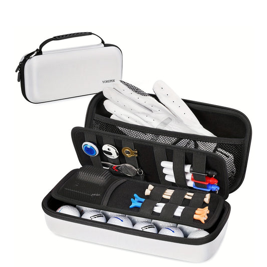Golf Glove Holder with Removable Golf Glove Shaper, golf accessories for men, golf accessories, Protective Hard Shell Golf Accessories Case Bag with 2 Dividers Fits Balls, Tees, Markers, Golf Essentials, Golf Gifts for Men, B