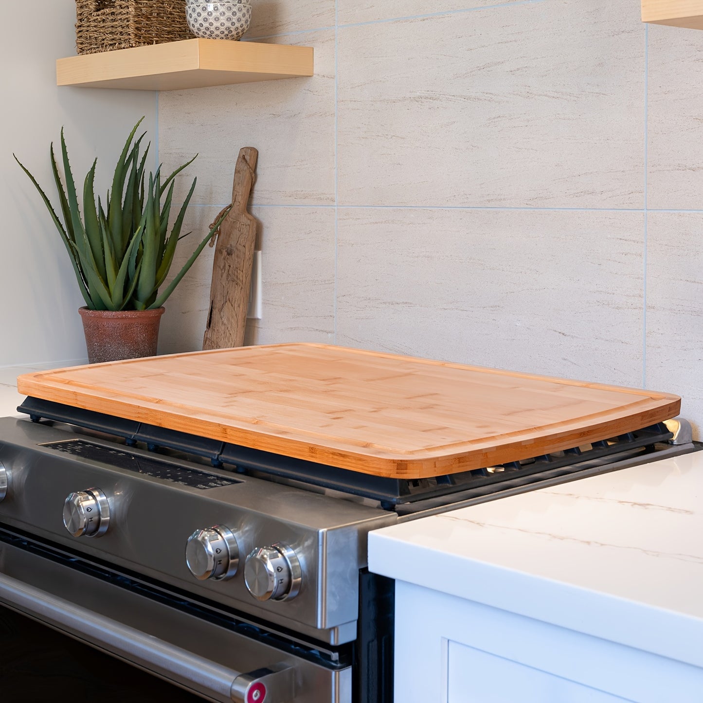 1pc, Cutting Board, Stove Top Cutting Board, Extra Large Bamboo Cutting Board, Charcuterie Board for Meat, Cheese, Bread, Vegetables and Fruits, Chopping Board for Home Dormitory, Kitchen Gadgets, Gifts for Family