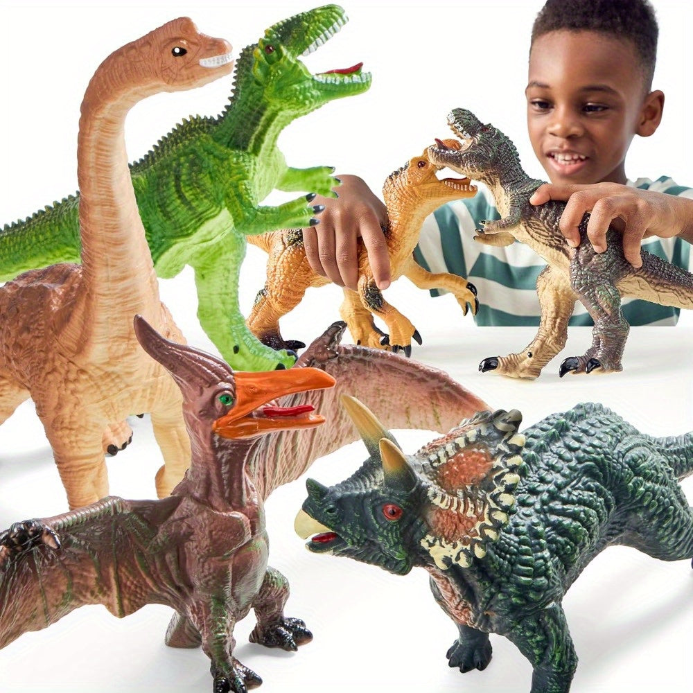 toys / Big Dinosaur Toys for Youngsters, Novelty & Gag Toys, 6pcs Large Soft Dinosaur Figures with An Educational Book, Realistic Dinosaur Toys for Youngsters Ages 1 2 3 4 5, Jumbo Dinosaur Toys for Youngsters Gift